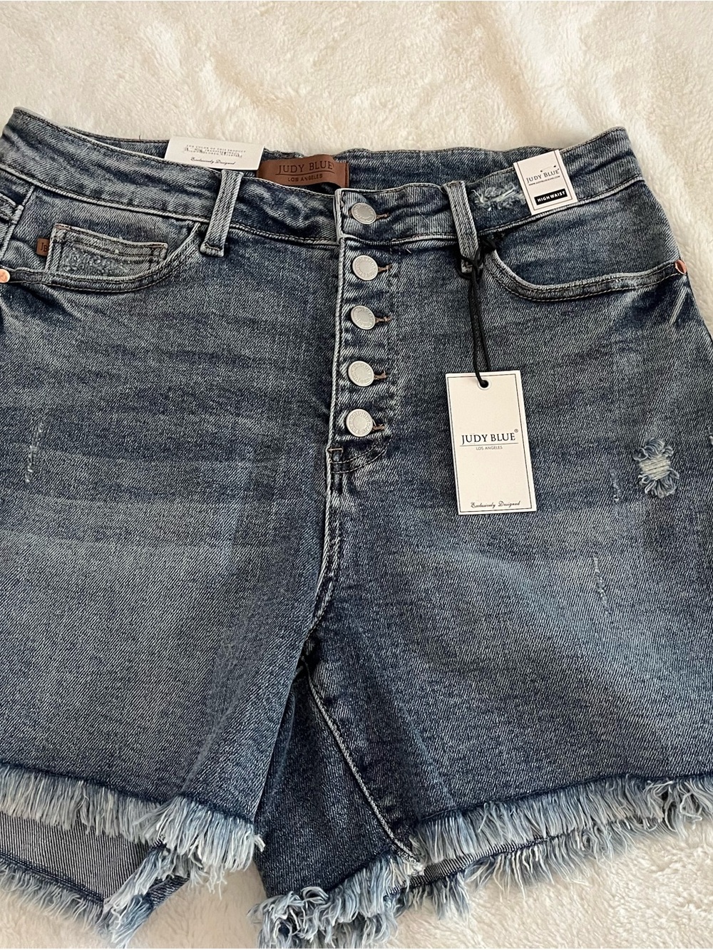 Judy Blue Light Blue Washed Denim Shorts with Button Fly